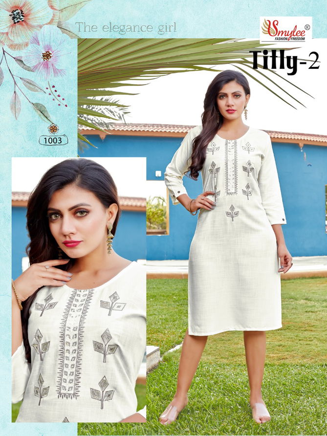 Smylee Titly 2 Heavy New Fancy Ethnic Wear Slub Rayon Designer Kurti Collection